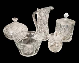 Crystal Pitcher, Candy Dishes, More Glassware