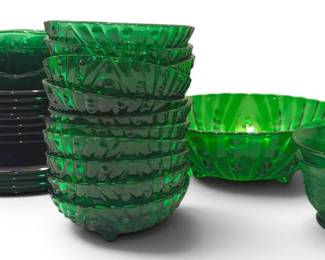Anchor Hocking BurpleInspiration Green Bowls Emerald Glass Dishes