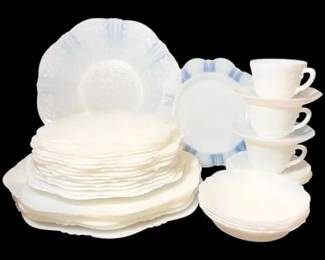 Vintage MacbethEvans American Sweetheart Dish Set In Monax Opalescent Glass