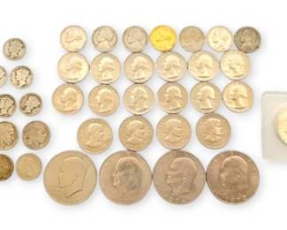 1955 Half Dollar Uncirculated, 1964 GoldToned Nickel, Susan B. Anthony Dollar Coins, More