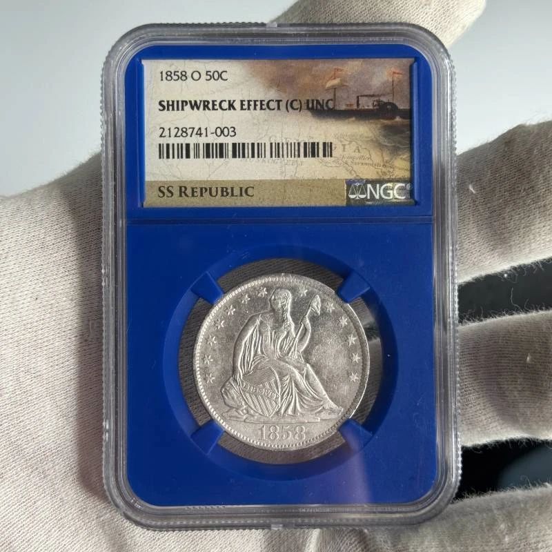 1858-O Seated Liberty Half Dollar – SS Republic Shipwreck Effect (C) UNC NGC
