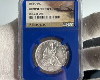 1858-O Seated Liberty Half Dollar – SS Republic Shipwreck Effect (C) UNC NGC