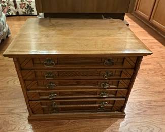 Vintage Oak Spool Cabinet Jewelry Box