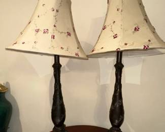 Floral Table Lamps Pair
