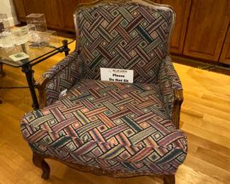 Vintage Upholstered Accent Chair with Geometric Pattern
