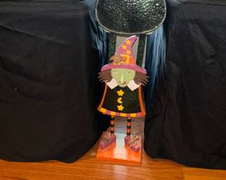 Halloween Witch and Cauldron Decor