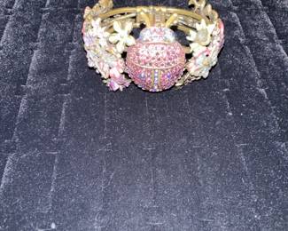Kirks Folly Ladybug Floral Bracelet