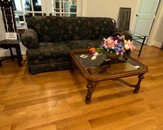 Floral Upholstered Sofa and Coffee Table Set