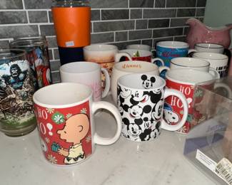 Mickey Mouse, Snoopy, and Gorilla Tumbler Lot