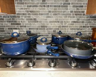 Blue Ceramic Nonstick Cookware Set