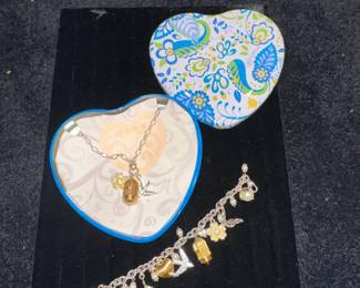 Brighton Birdcage Charm Necklace Bracelet Set