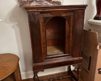 Antique Burl Walnut Display Cabinet