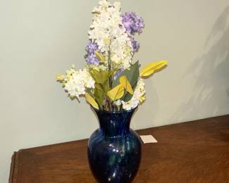 Indiana Glass Cobalt Blue Swirl Vase