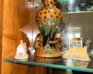 Majolica Monkey and Fruit Tree Vase