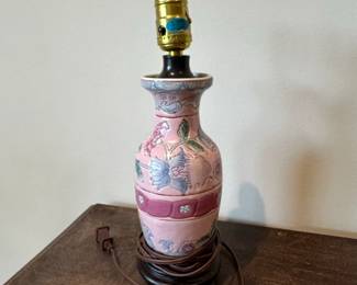 Pink Floral Chinoiserie Porcelain Lamp Base