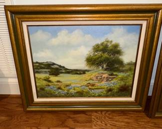 Texas Bluebonnet Landscape Painting by Manuel Garza