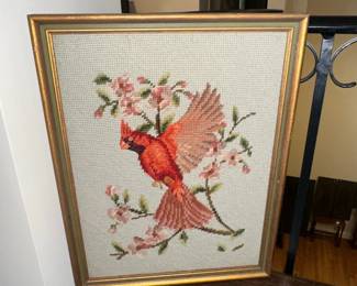 Framed Cardinal CrossStitch Art