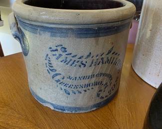 2 Gal. JAS. HAMILTON & CO. / GREENSBORO, PA Stoneware Crock