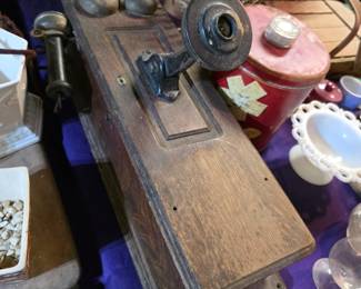 Antique wall phone.