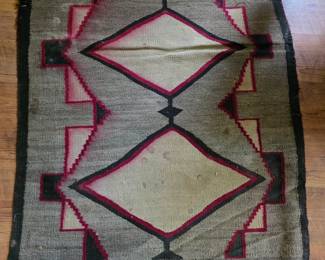 Hand Woven Navajo Wool Rug Native American Southwest area Rug 45"x40" a few condition issues, still beautiful!