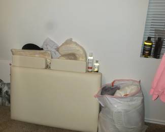 Massage table it armrest, face pillow, linens for it and various massage oils