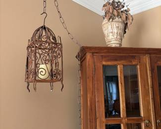 Vase and hanging metal candle holder