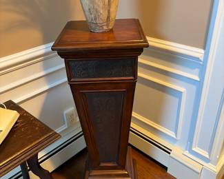 Wood and punched tin pedestal