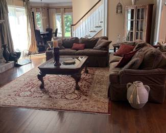 Two matching suede couches