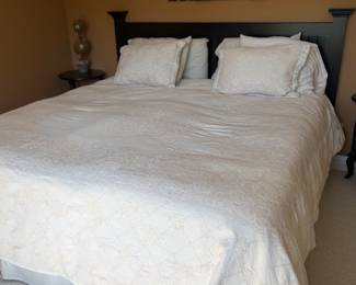 Black wood pottery barn style king headboard nlacln
