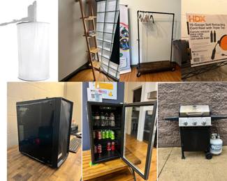 grill, mini fridge