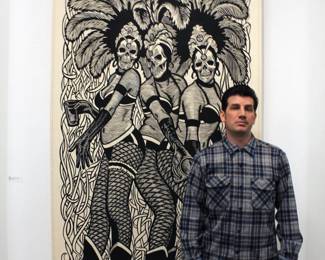 Martin Mazorra (2009 American) Giant Wood Block Print On Canvas, Ready To Hang (4 Feet By 8 Feet) Lot #: 17
