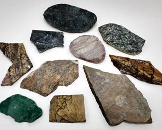  10 Natural Stones: Malachite, Jasper, Labradorite, Marble & More Lot #: 69