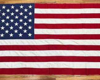 Vintage Valley Forge Flag Co Cotton Large American Flag With Embroidered Stars (Approximately 9 By 5 Feet)) Lot #: 53