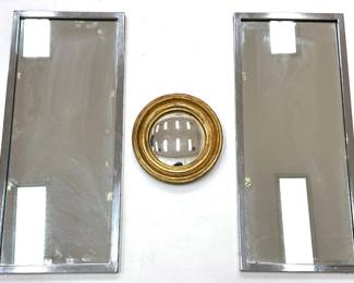  2 Vintage Italian Mirrors & Small Vintage Gilded Wood Circle Mirror Lot #: 40