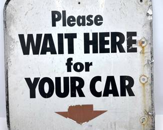 Vintage Metal Valet Parking Sign Lot #: 49
