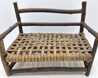 Vintage Wood & Wicker Doll Bench Lot #: 52