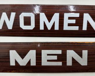 Pair Vintage Enameled Metal Bathroom Signs Lot #: 51