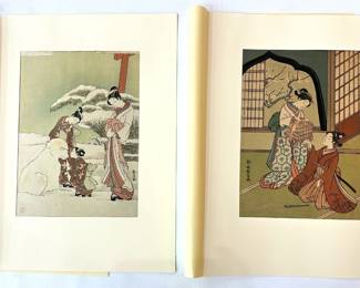 Set 14 Vintage Japanese Woodblock On Silk Prints In Portolio Box, Each Preserved In Folder, Purchased For $420 Lot #: 44