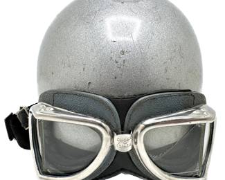 Vitnage Climax O Espara French Motorcylce Helmet With Attached Googles Lot #: 89