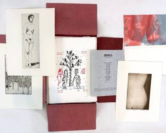 15 Original Art Prints From Various Artists - 1998 Manhattan Graphics Center Portfolio In Leather Portfolio Lot #: 34
