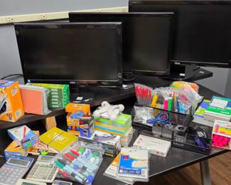 Office supplies including Calculator Pens pencils Markers Highlighters How many types of labels