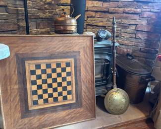 Checker board, washtub & bed warmer