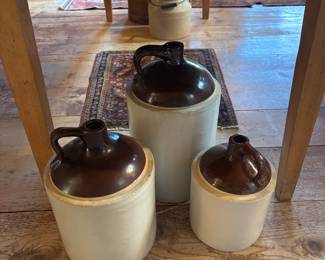 Salt glaze jugs, moonshine or bleach?
