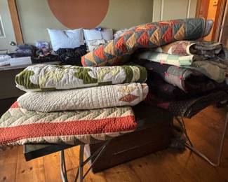 Hand stitched quilts, contemporary & antique