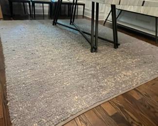F4 - $150. Blue Area Rug under Dining Table. Measures 8' x 10'. Has a few minor pulls - overall very good condition.