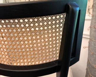 F3 - $1600. Set of 8! Crate & Barrel (Made to Order) Libby Cane Dining Chairs - Black with Natural Cane. Still on website! Excellent condition! Measures 19.75" x 20" x 36" tall.