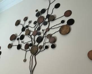 F15 - $50. 3 Piece Crate & Barrel Metal Wall Art. Each Piece is 38" wide x 36" tall.