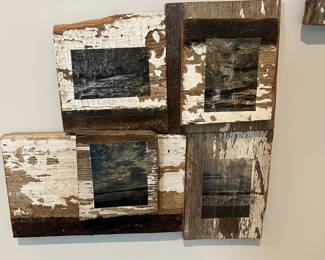 F27 - $25 for 4. Set of 4 Frames with photos decoupaged on. They measure 22" x 12", 14.25" x 13", 13.5" x 10", 16.5" x 11".