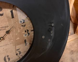 F59 - $75. Pottery Barn Magnetic Wall Clock - Battery Operated. Measures 38.5" round.
