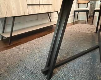 F2 - $1,500. Arhaus, Nika Spalted Oak 94" Rectangular Dining Table. Measures 94" x 43.25" x 29.5" tall.